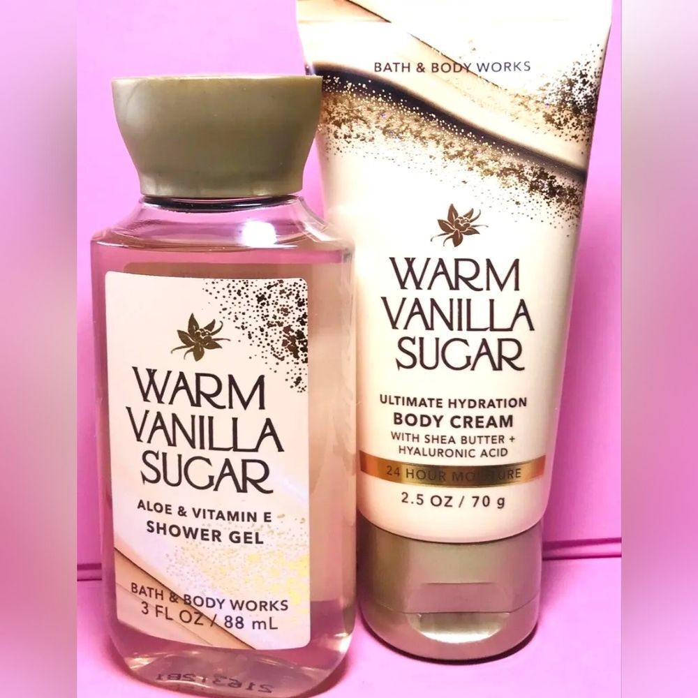 Bundle Bath & Body Works Warm Vanilla Sugar Travel Size Body Cream & Shower Gel